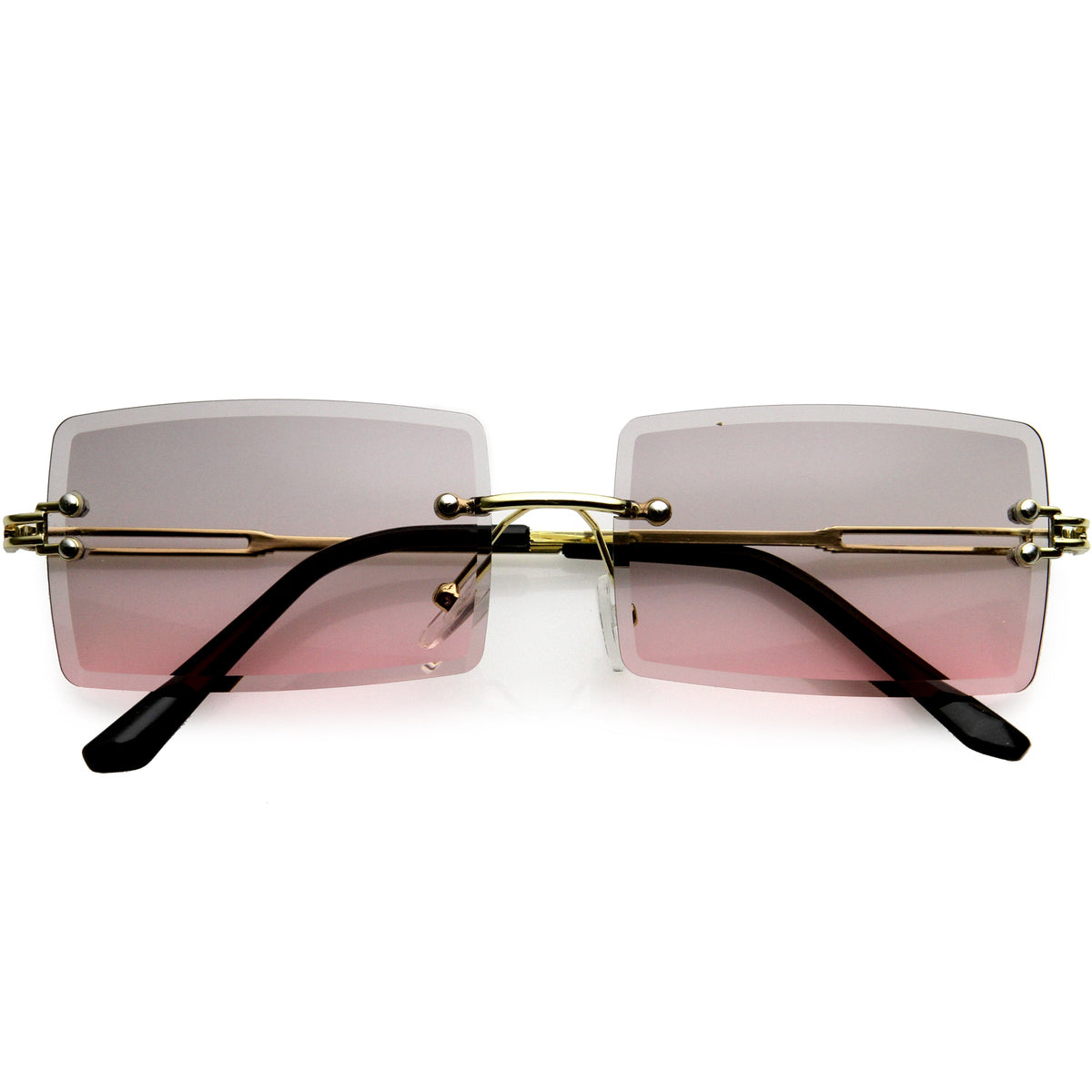 Luxe 90s Inspired Full Rimless Bevelled Lens Medium Square Sunglasses D137