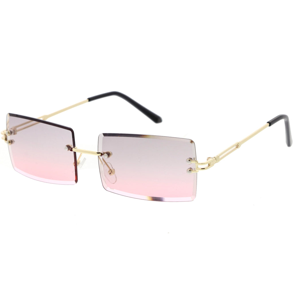 Luxe 90s Inspired Full Rimless Bevelled Lens Medium Square Sunglasses D137