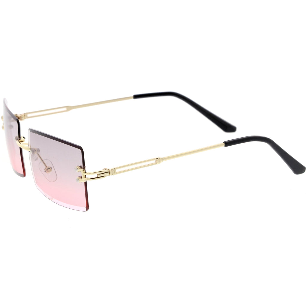 Luxe 90s Inspired Full Rimless Bevelled Lens Medium Square Sunglasses D137