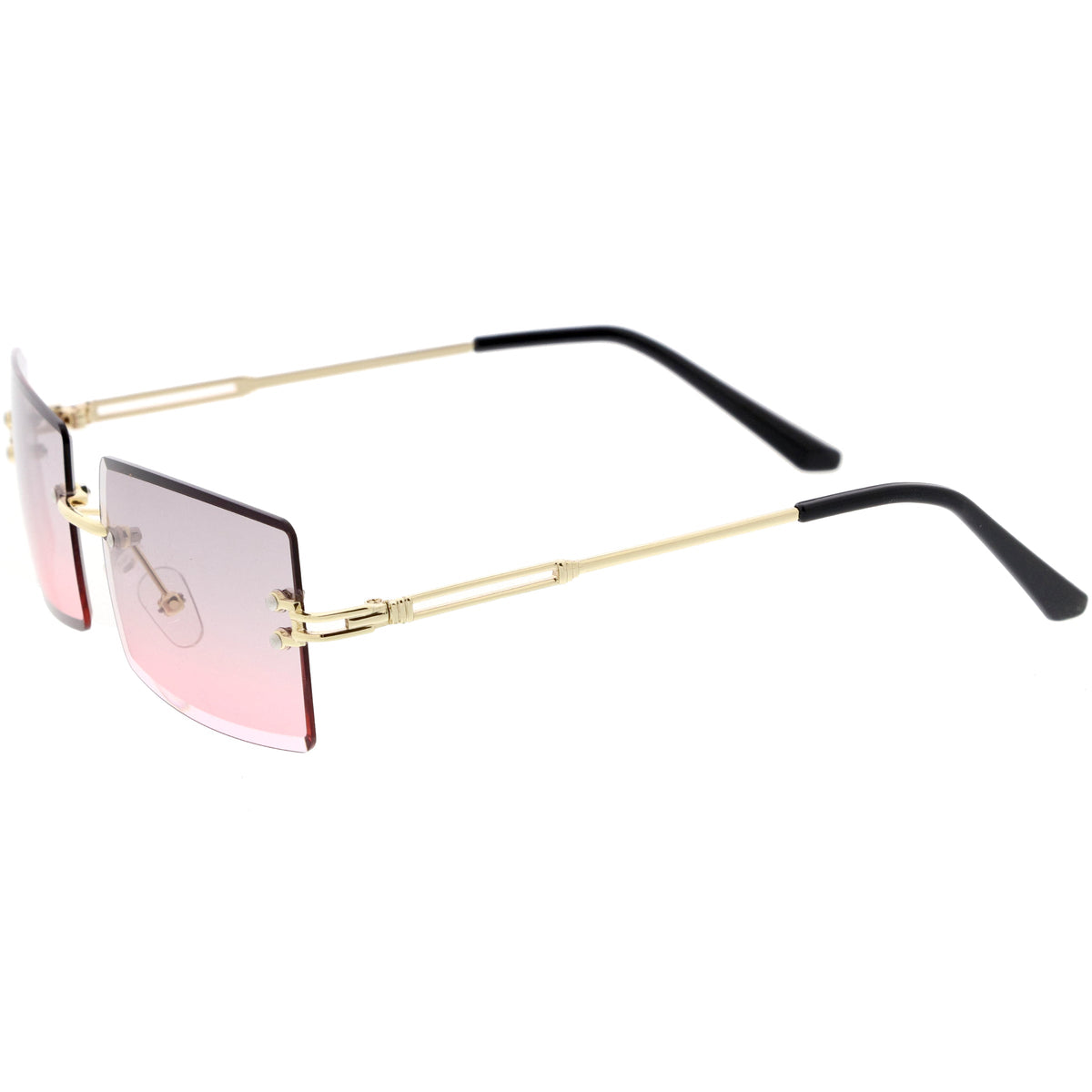 Luxe 90s Inspired Full Rimless Bevelled Lens Medium Square Sunglasses D137