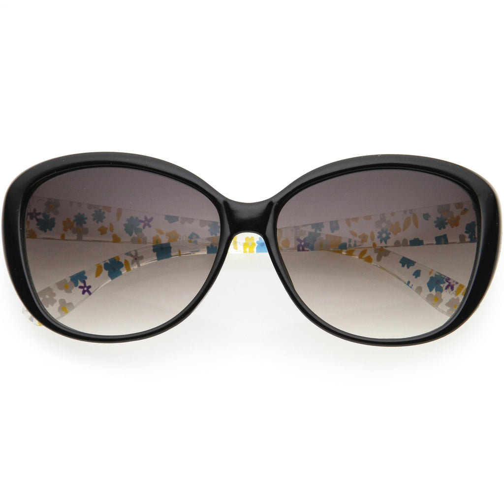 Kids Floral Round Oversize Cat Eye Sunglasses D138
