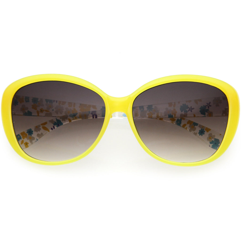 Kids Floral Round Oversize Cat Eye Sunglasses D138