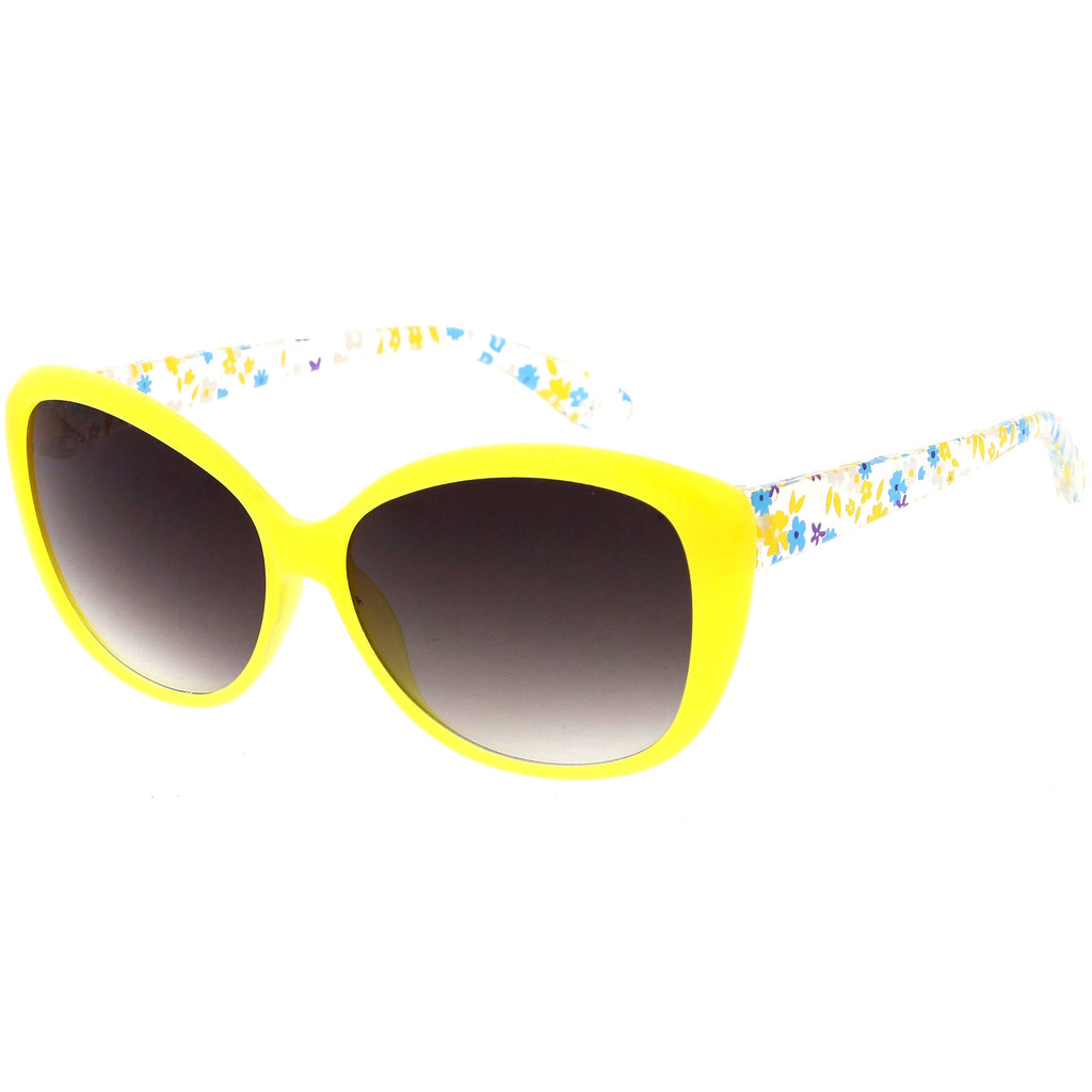Kids Floral Round Oversize Cat Eye Sunglasses D138