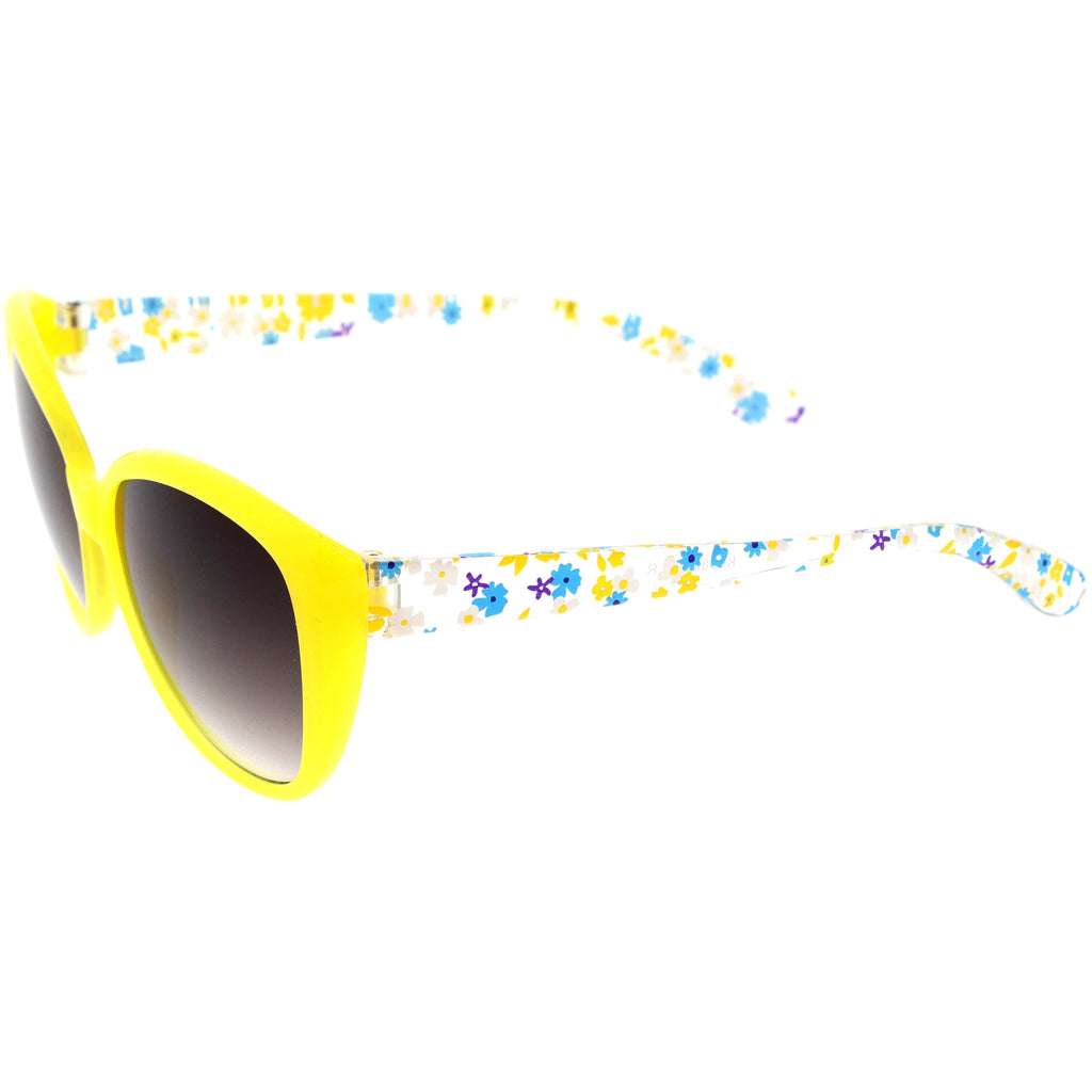 Kids Floral Round Oversize Cat Eye Sunglasses D138