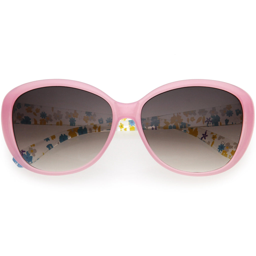 Kids Floral Round Oversize Cat Eye Sunglasses D138