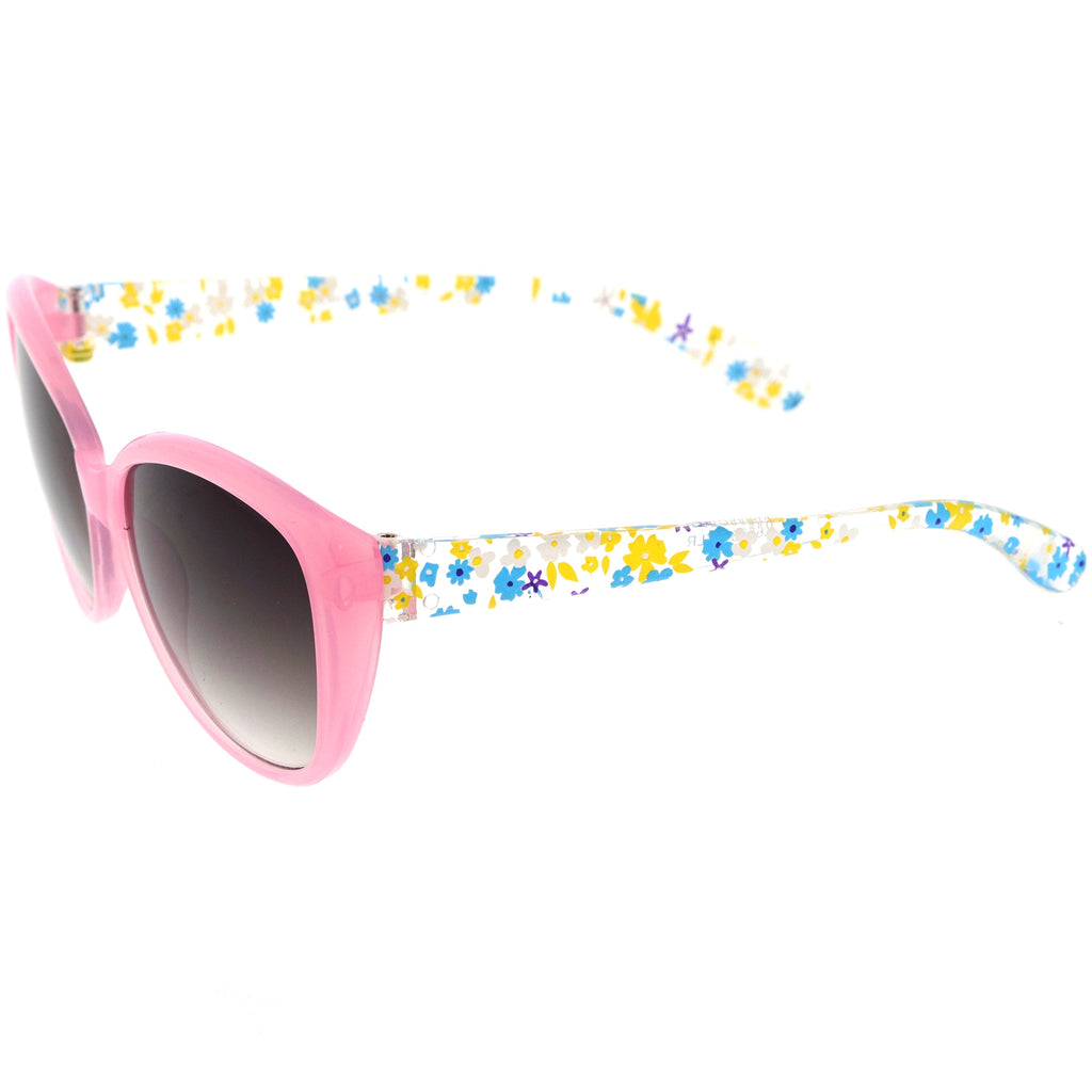 Kids Floral Round Oversize Cat Eye Sunglasses D138
