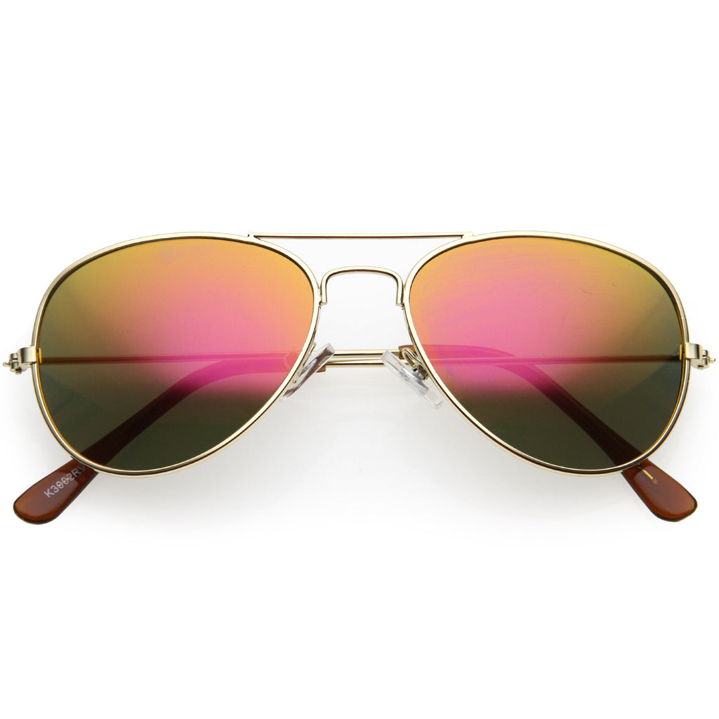 Kids Classy Mirrored Lens Metal Aviator Sunglasses D140
