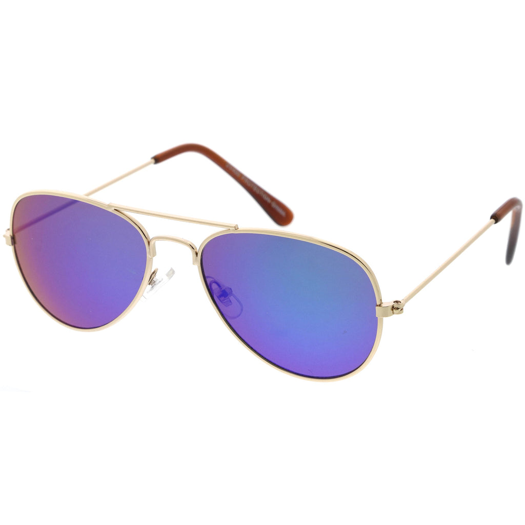 Kids Classy Mirrored Lens Metal Aviator Sunglasses D140