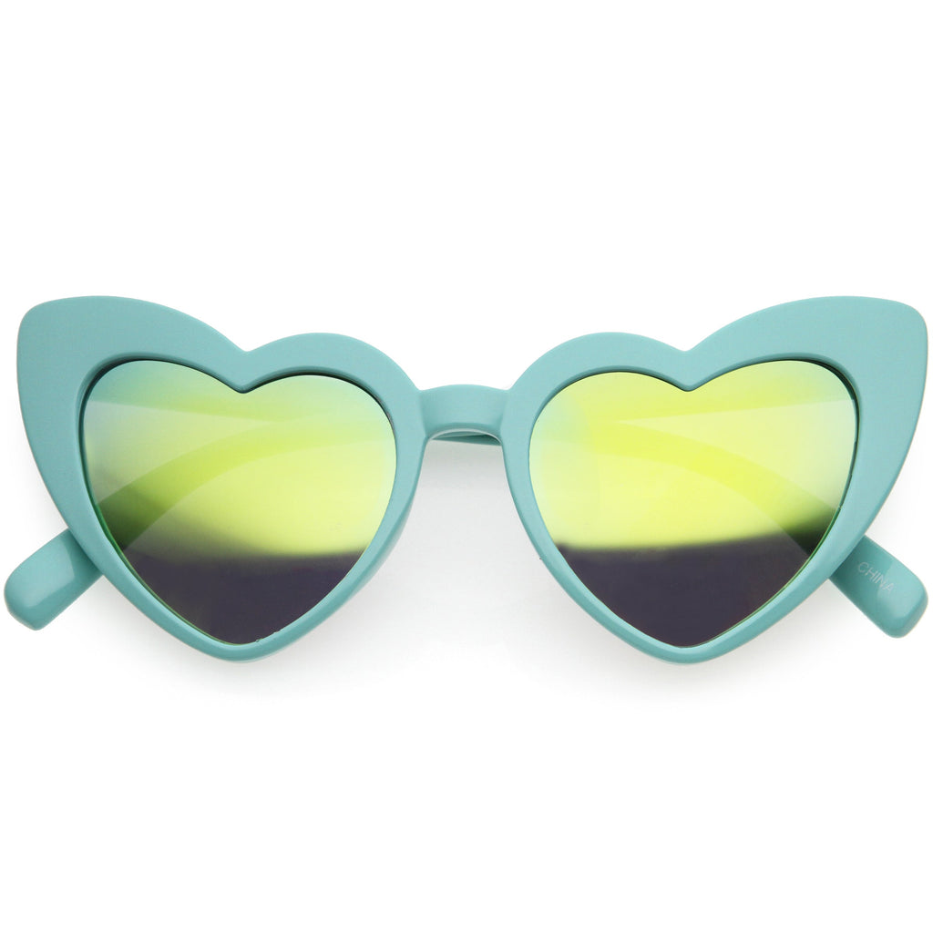 Kids Heart Shaped Mirrored Oversize Heart Sunglasses D143