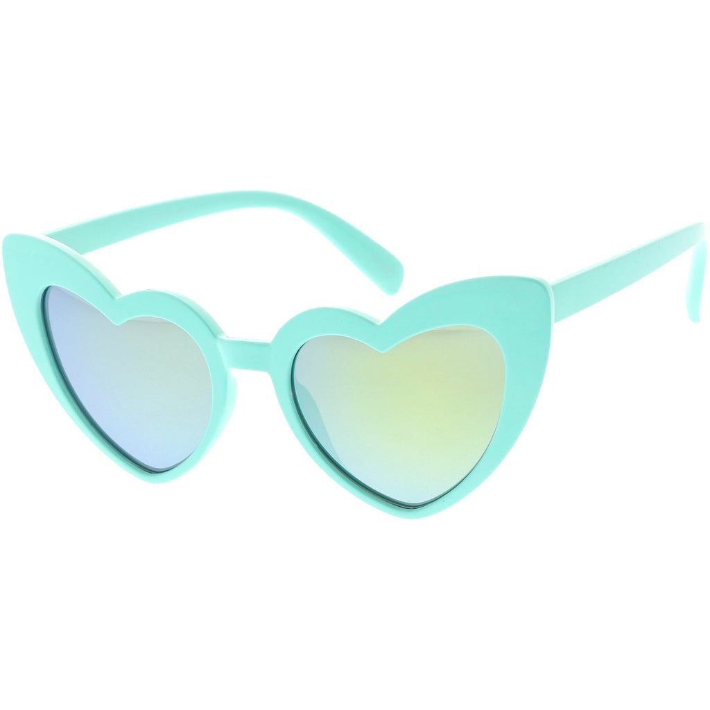 Kids Heart Shaped Mirrored Oversize Heart Sunglasses D143