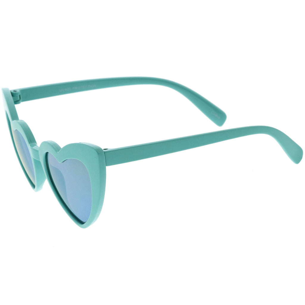 Kids Heart Shaped Mirrored Oversize Heart Sunglasses D143