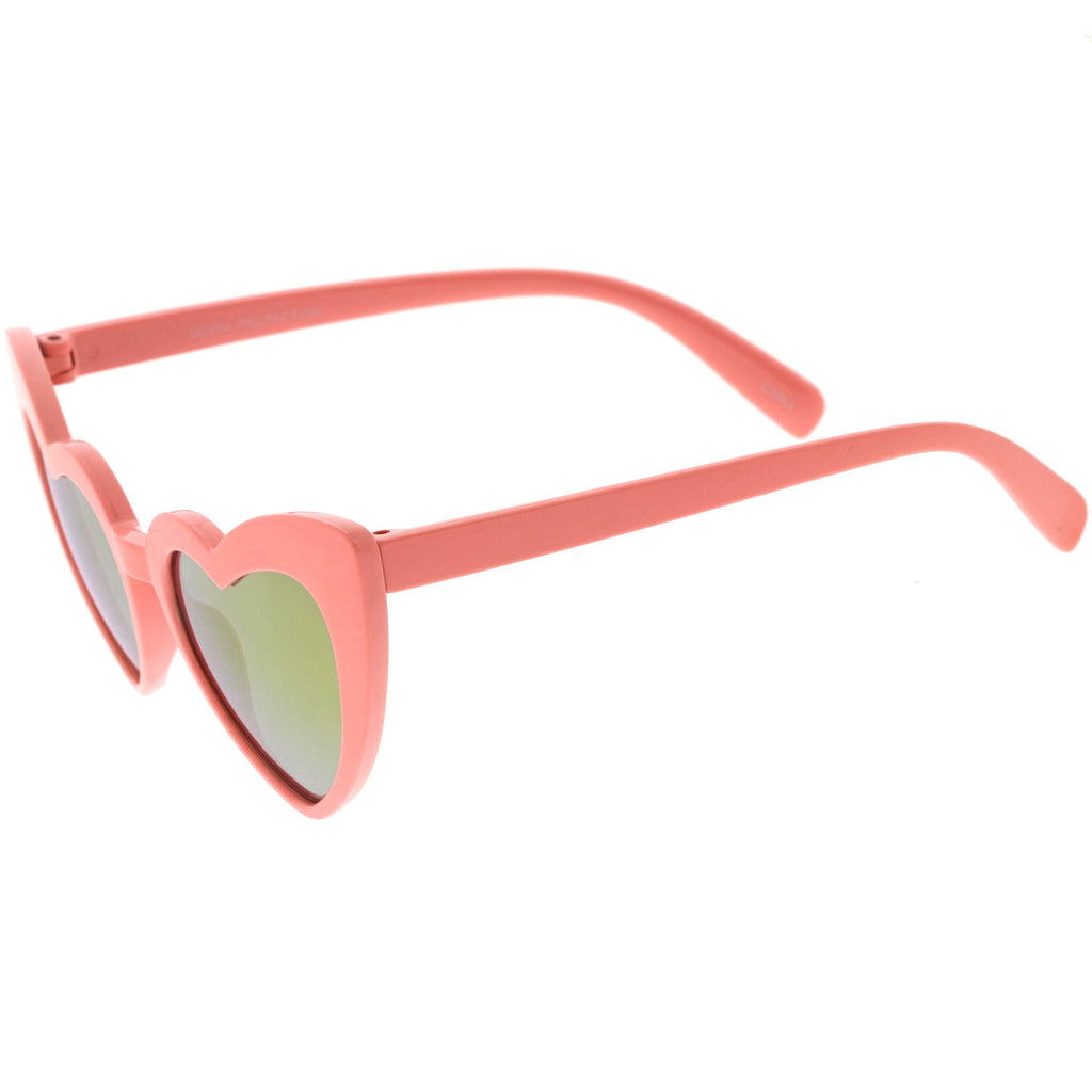 Kids Heart Shaped Mirrored Oversize Heart Sunglasses D143