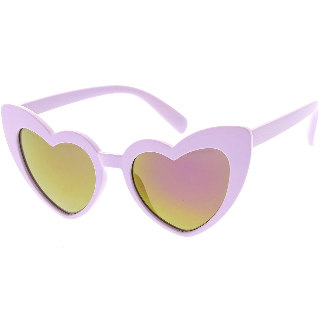 Kids Heart Shaped Mirrored Oversize Heart Sunglasses D143