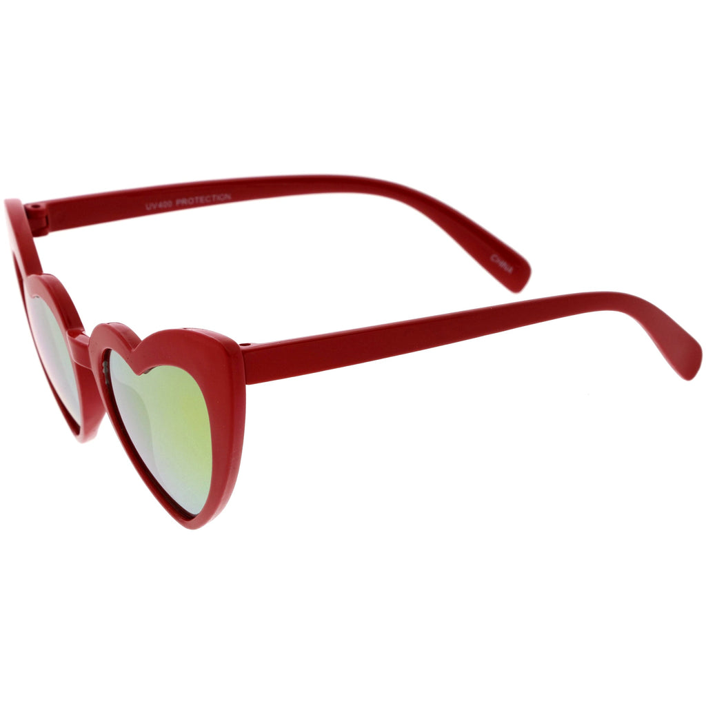 Kids Heart Shaped Mirrored Oversize Heart Sunglasses D143
