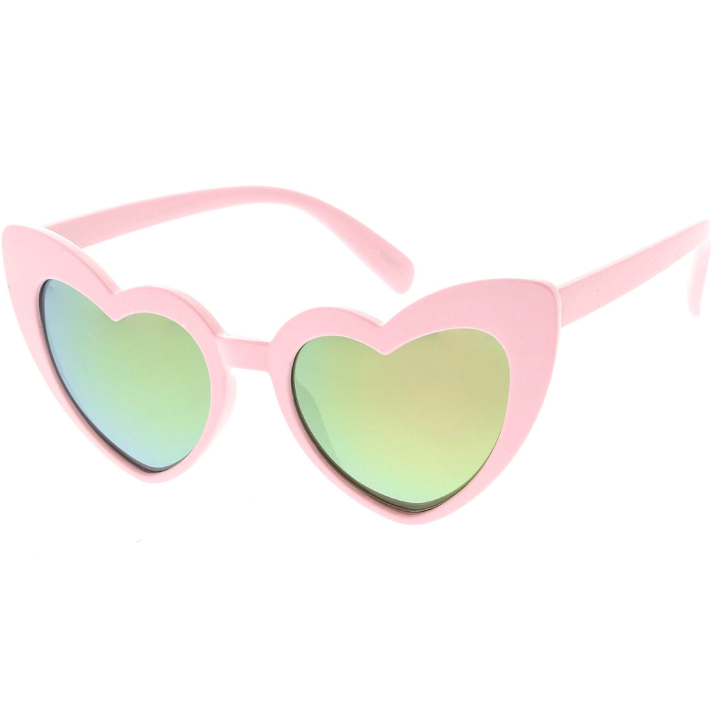 Kids Heart Shaped Mirrored Oversize Heart Sunglasses D143