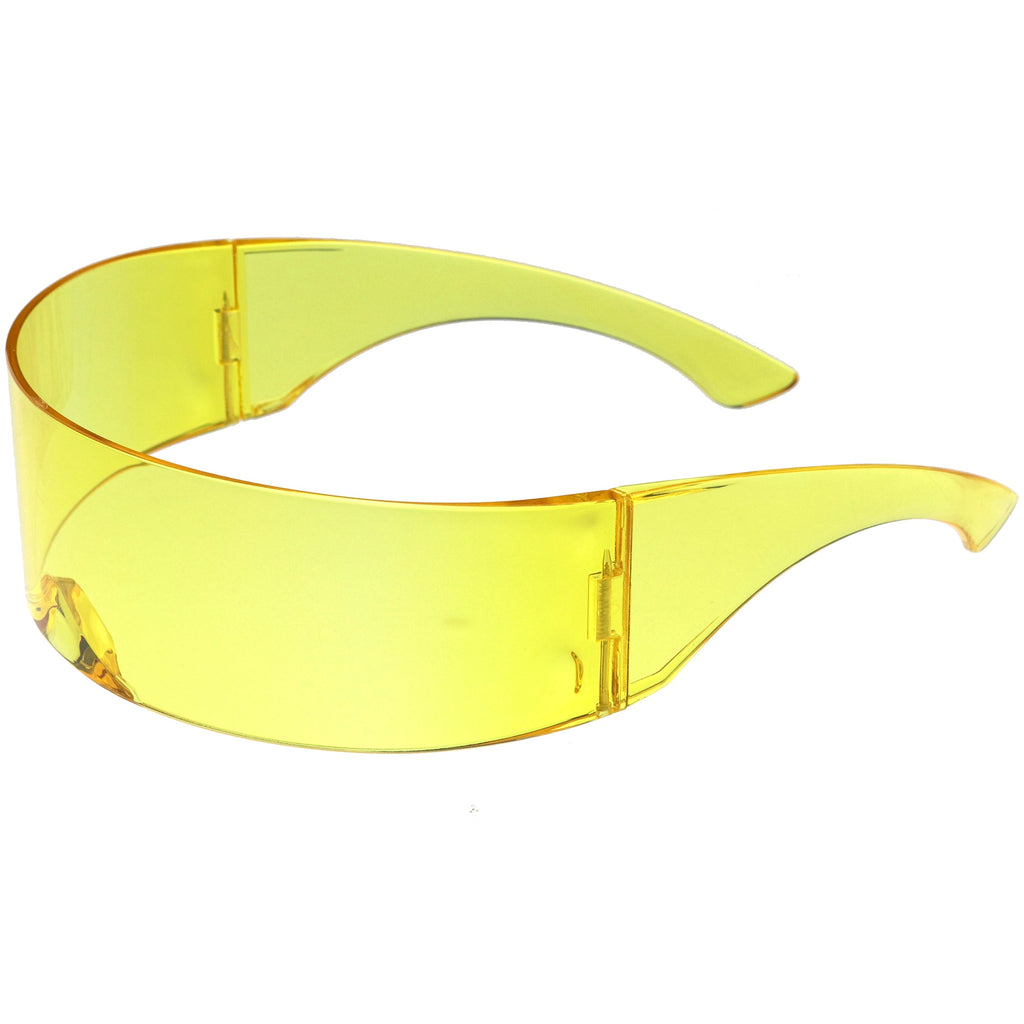 Futuristic Retro Color Tinted Wrap Around Shield Sunglasses D175