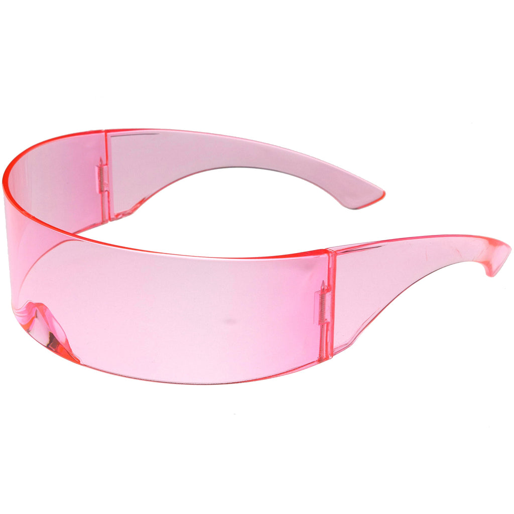 Futuristic Retro Color Tinted Wrap Around Shield Sunglasses D175