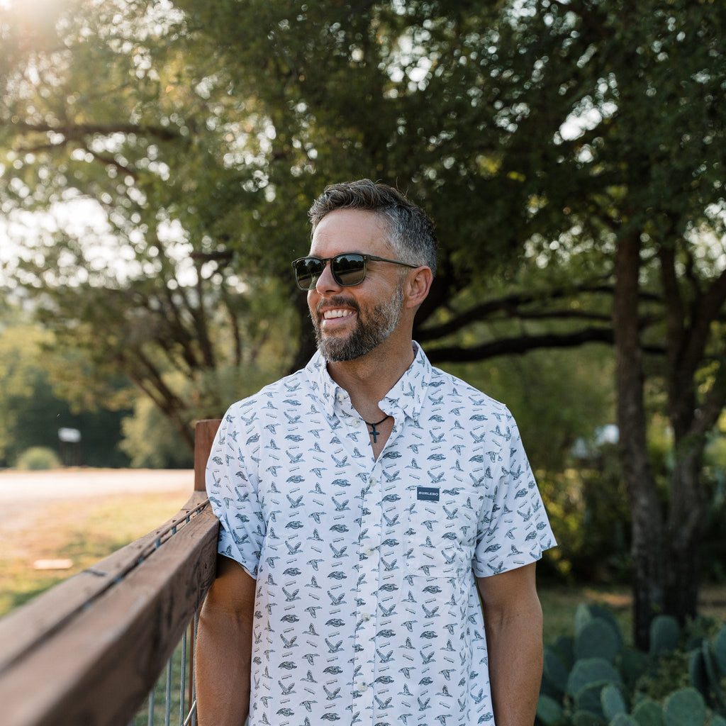 Performance Button Up - Ducks and Calls - White