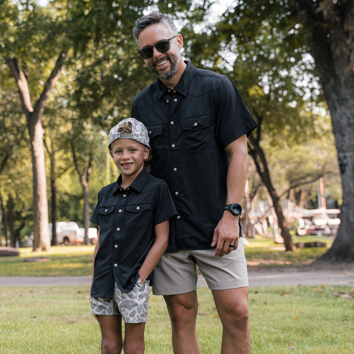 Father and Son Bundle - Performance Western Shirt - Black