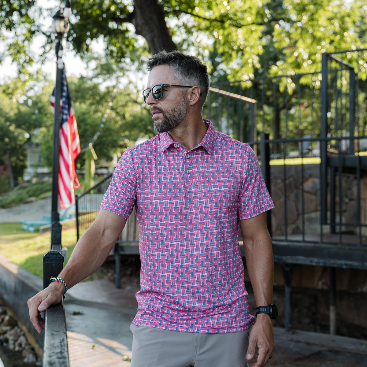 Performance Polo - American Flag Print