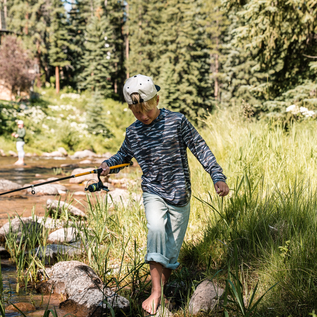 Youth Performance Hoodie - Tiger Stripe Camo - Wetland
