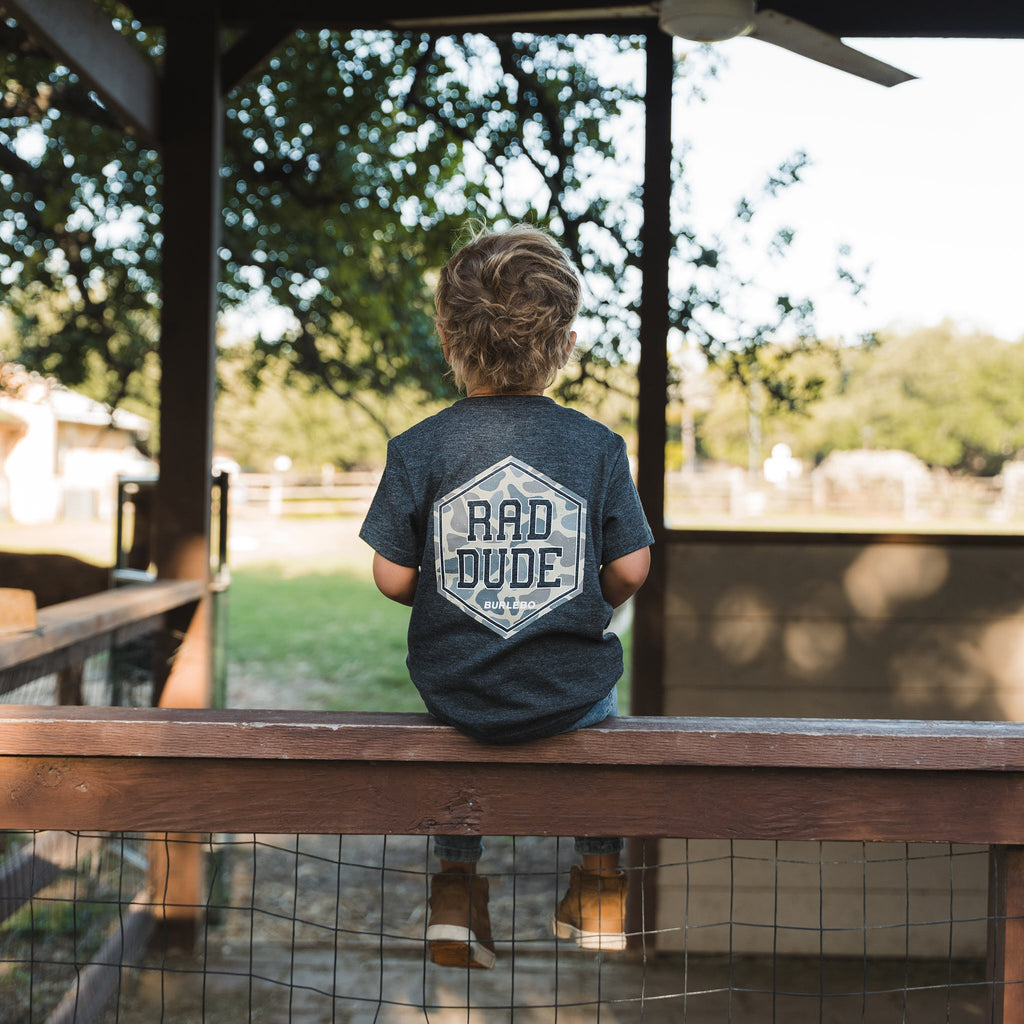 Youth Short Sleeve Tee - Rad Dude Deer Camo - Heather Black