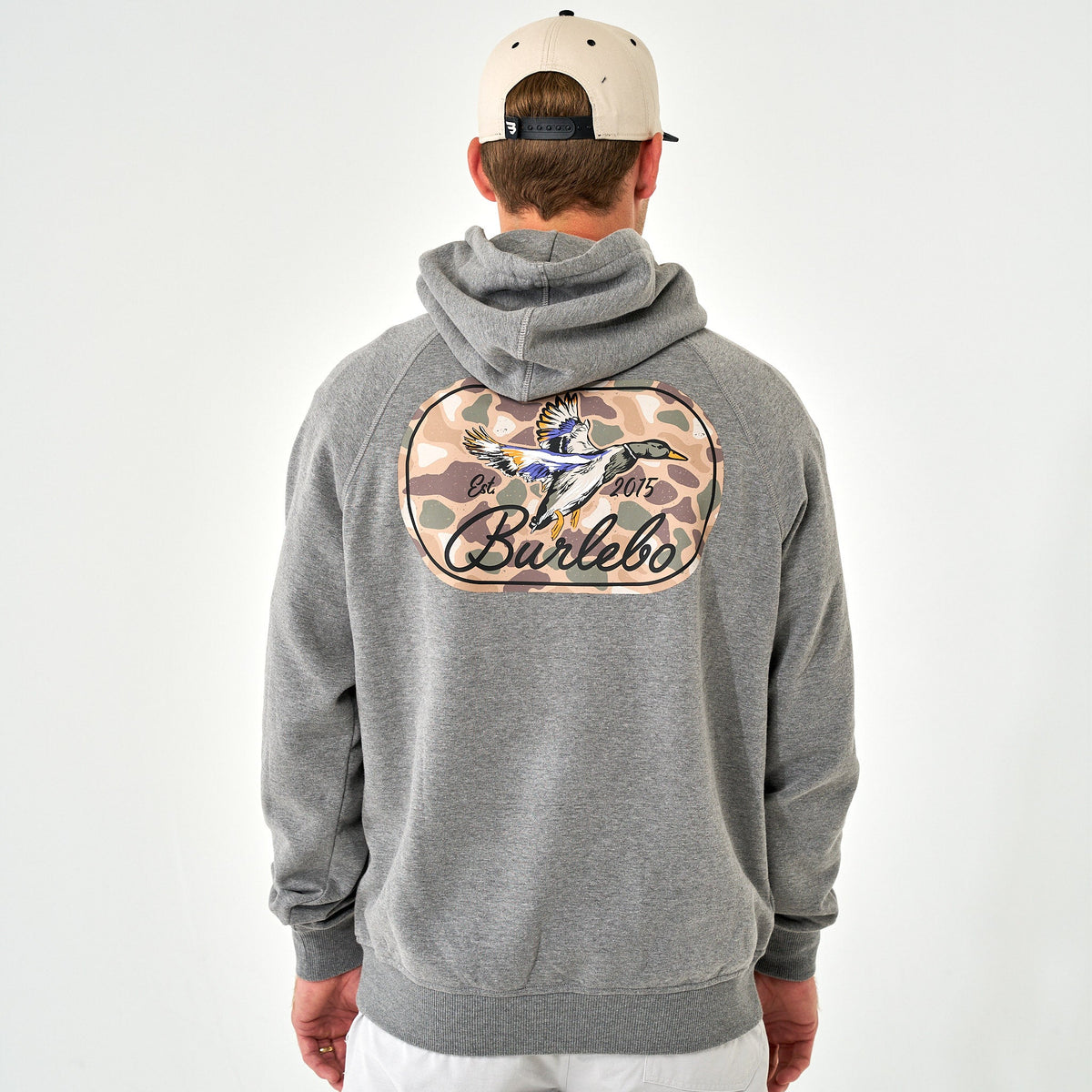Fleece Hoodie - Ducks Flying In - Dark Heather Grey