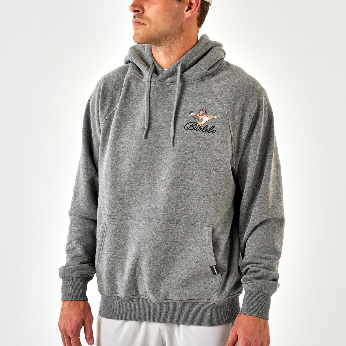 Fleece Hoodie - Ducks Flying In - Dark Heather Grey