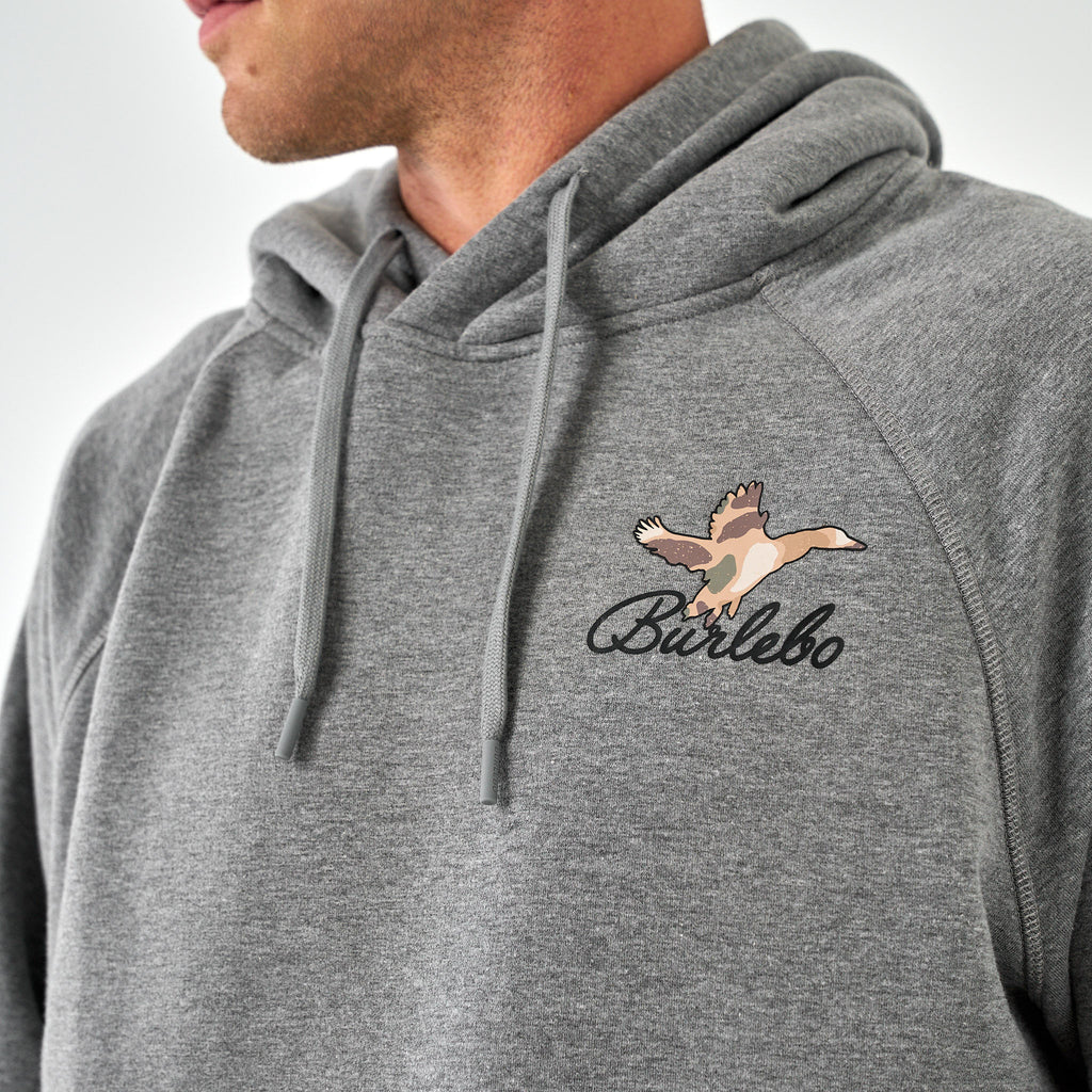 Fleece Hoodie - Ducks Flying In - Dark Heather Grey
