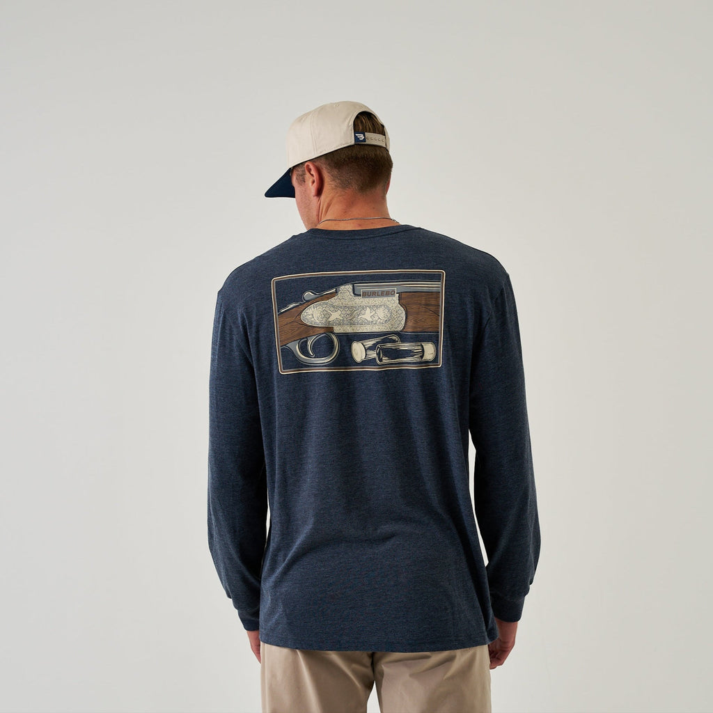Long Sleeve Tee - BURLEBO Shotgun - Heather Navy