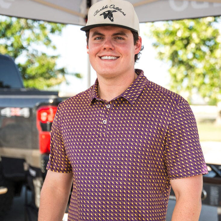 Performance Polo - Louisiana - Purple & Yellow