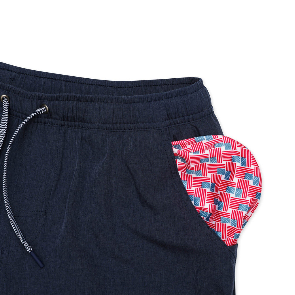 Athletic Short - Heather Navy - American Flag Liner