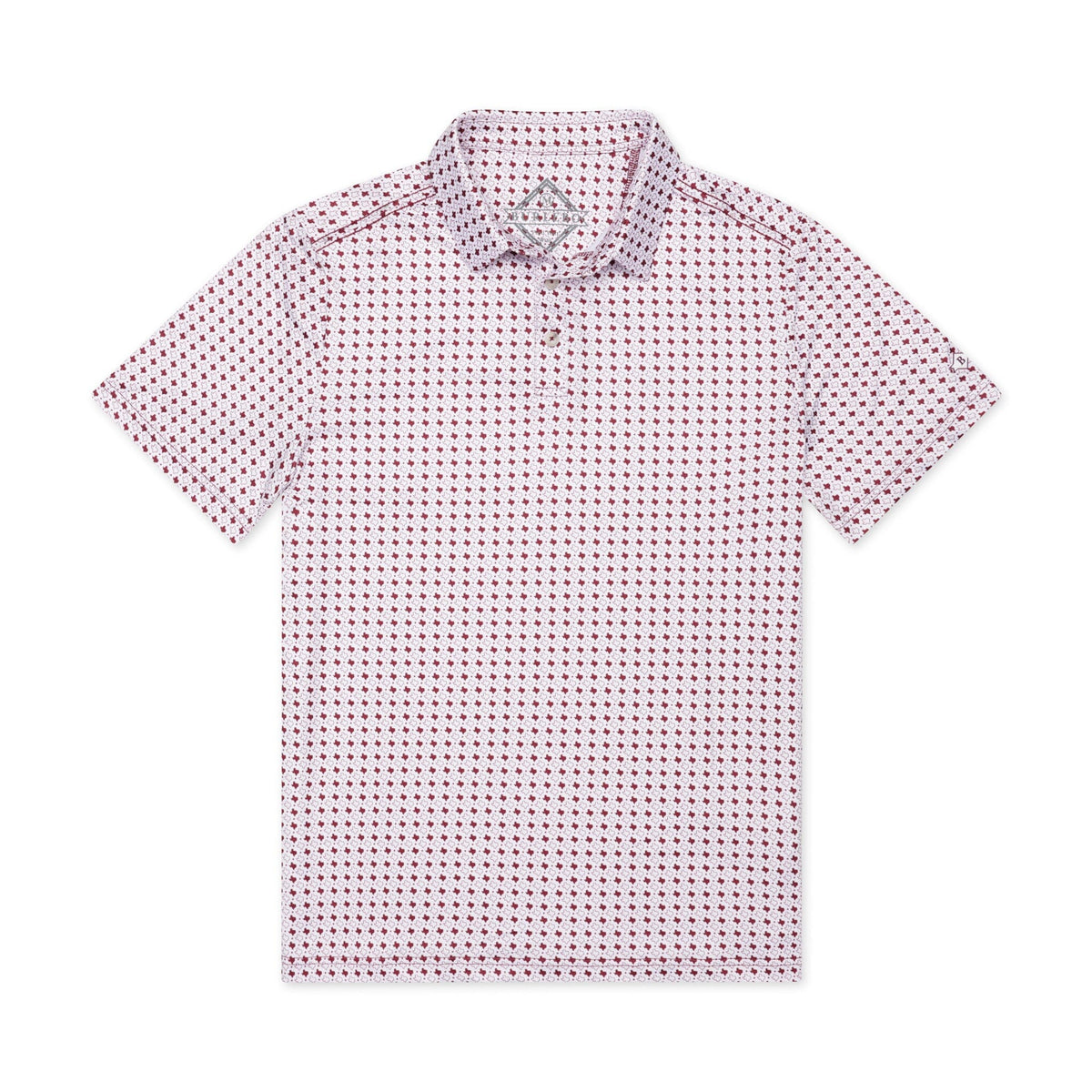 Performance Polo - Texas - White & Maroon