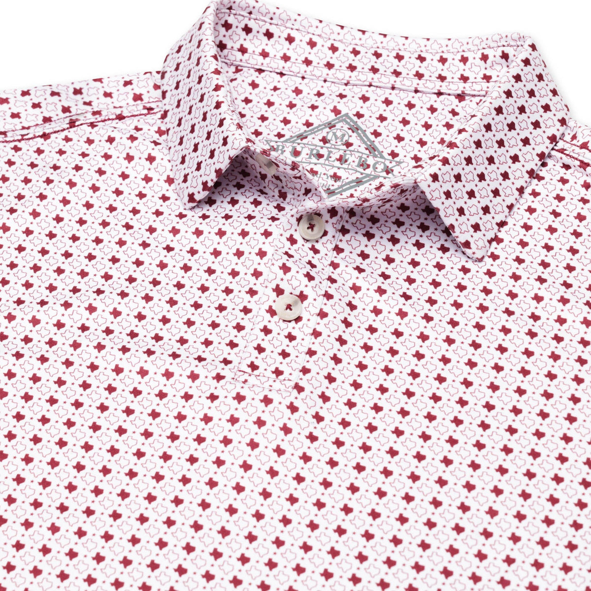Performance Polo - Texas - White & Maroon