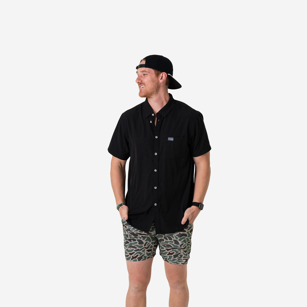Performance Button Up - Heather Black