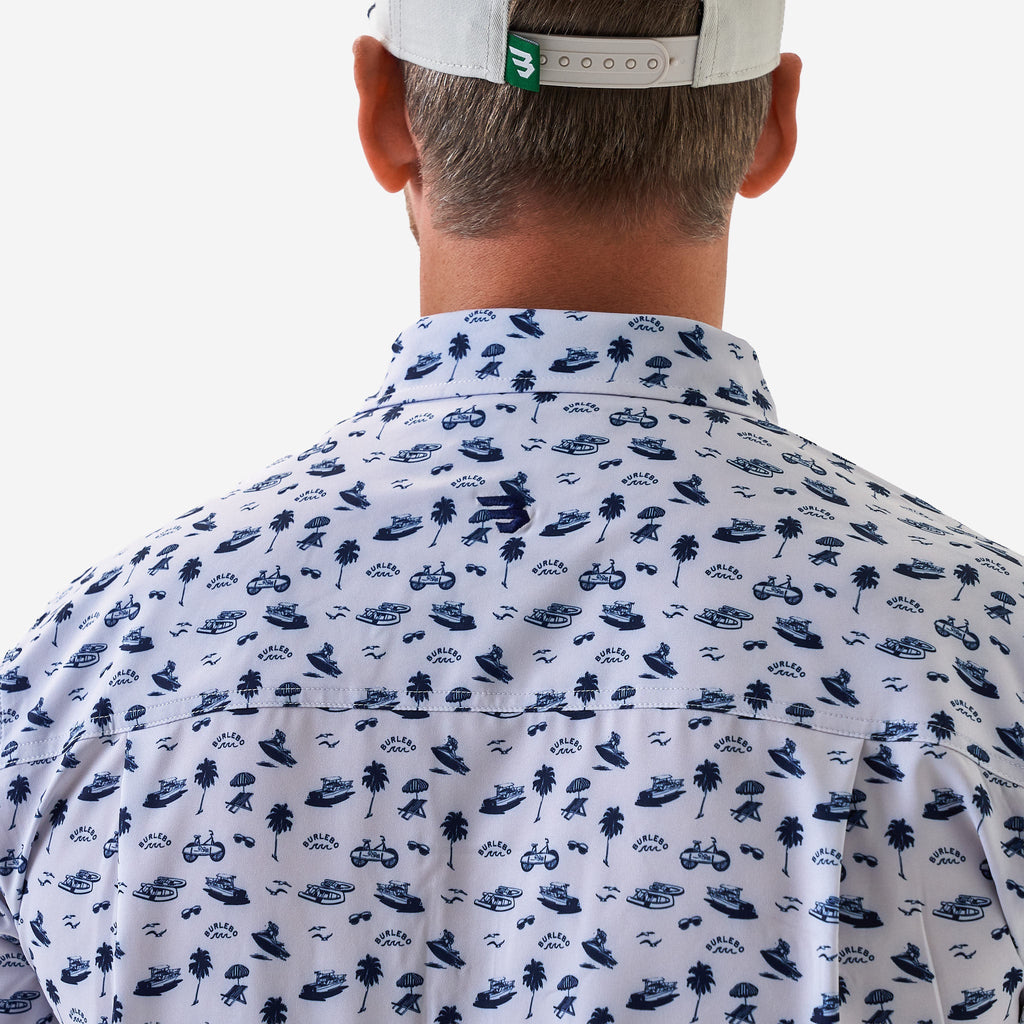 Performance Button Up - On The Water - Cream/Navy