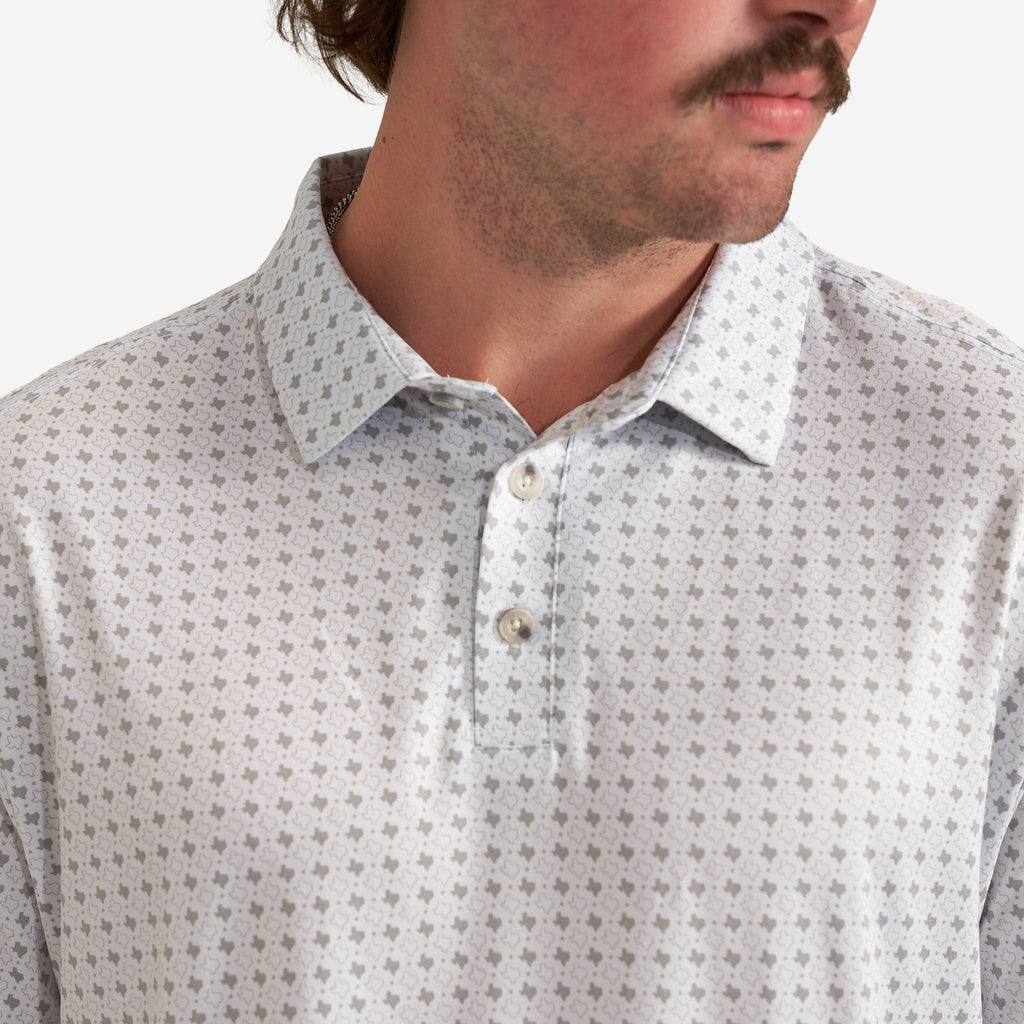 Performance Polo - Texas Grey and White