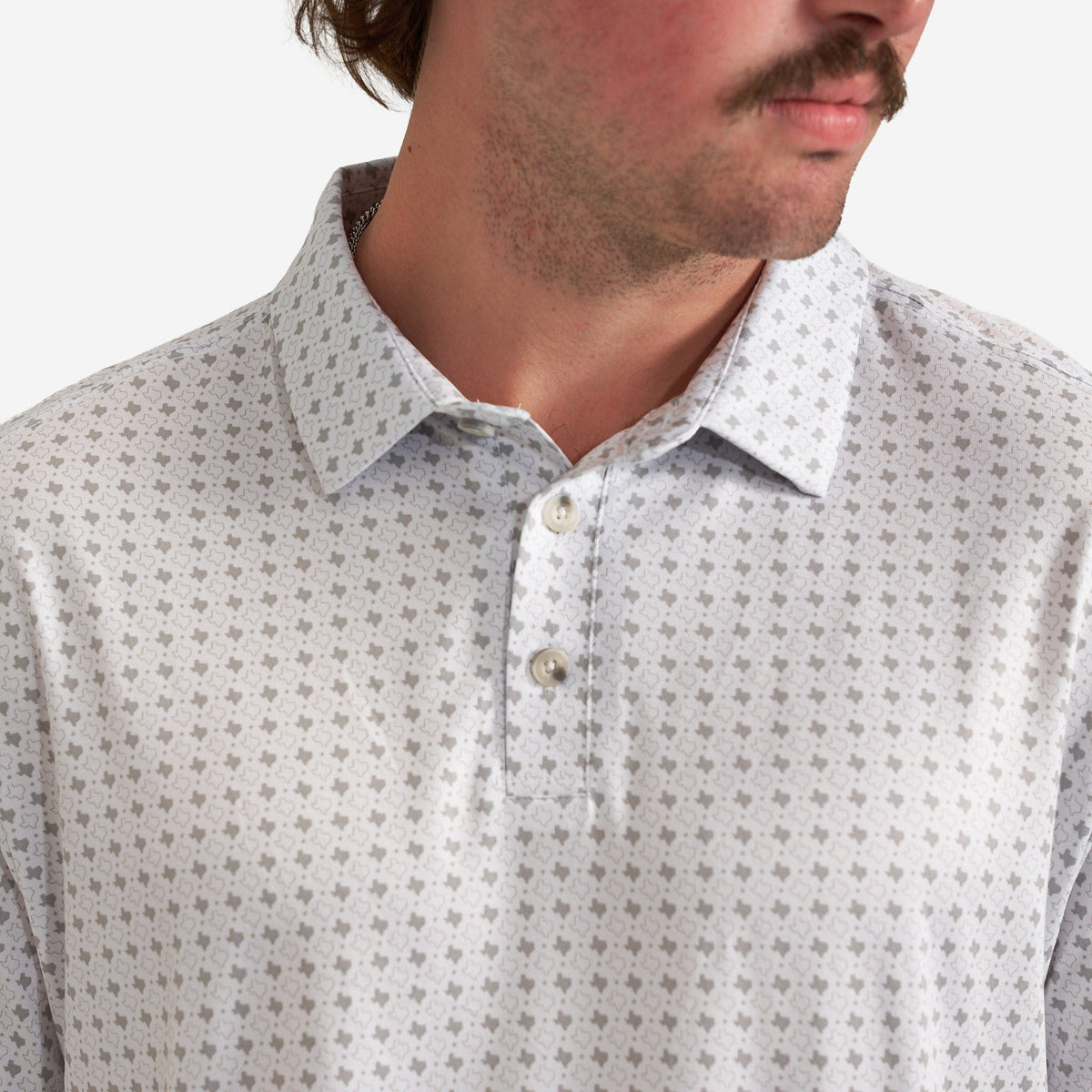 Performance Polo - Texas Grey and White