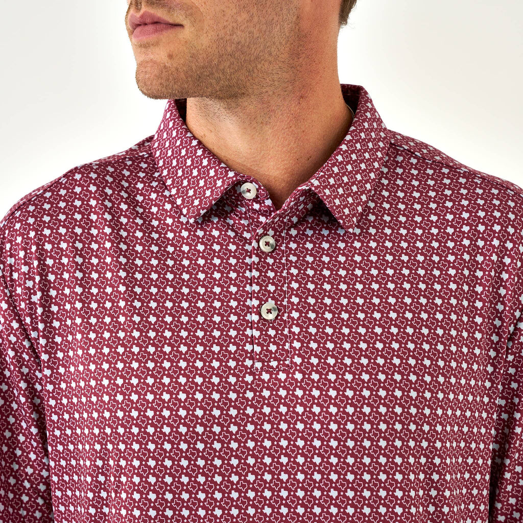 Performance Polo - Texas - Maroon & Grey