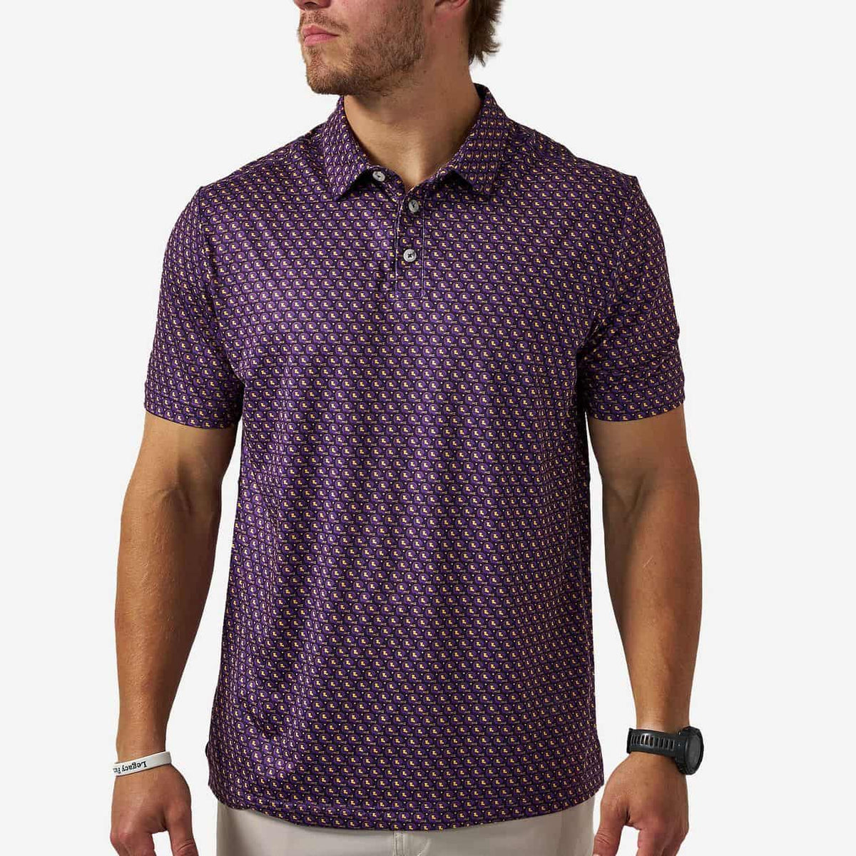 Performance Polo - Vintage Helmets - Purple and Yellow