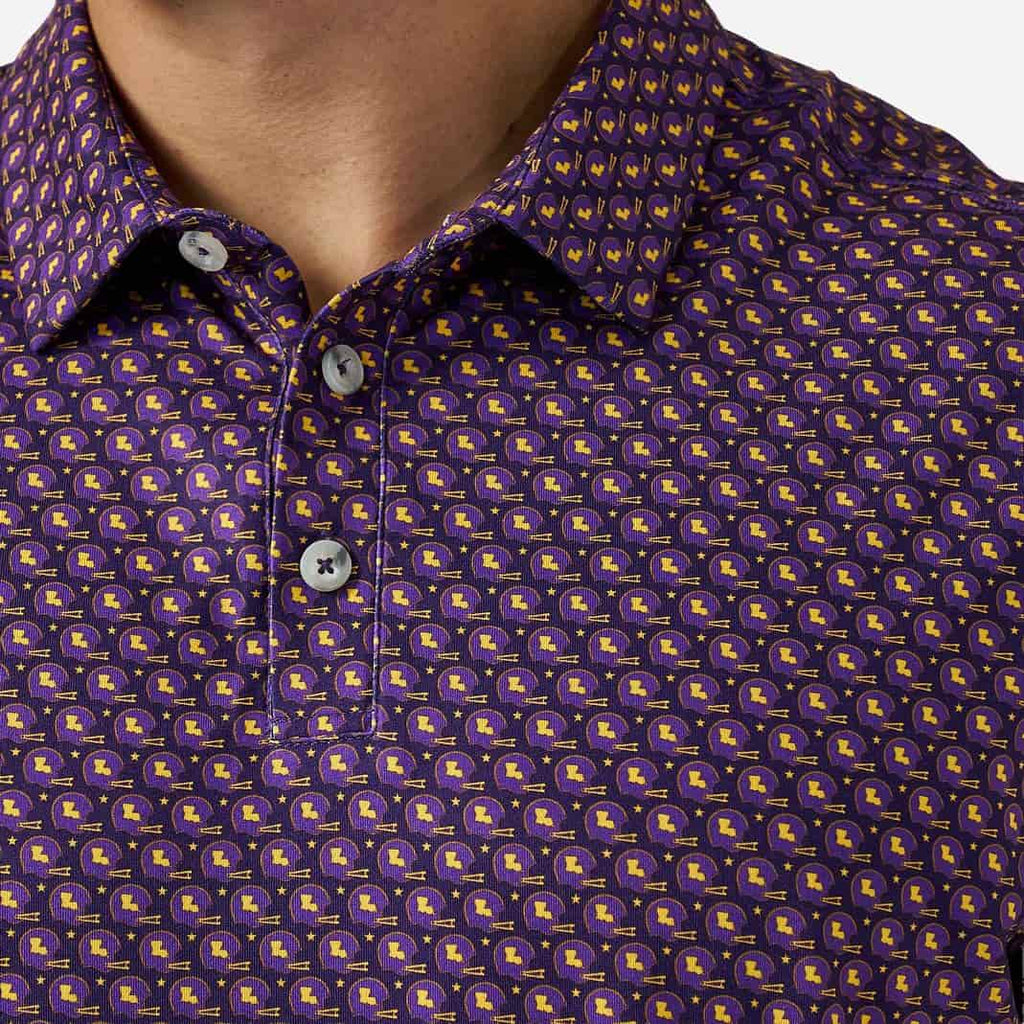 Performance Polo - Vintage Helmets - Purple and Yellow