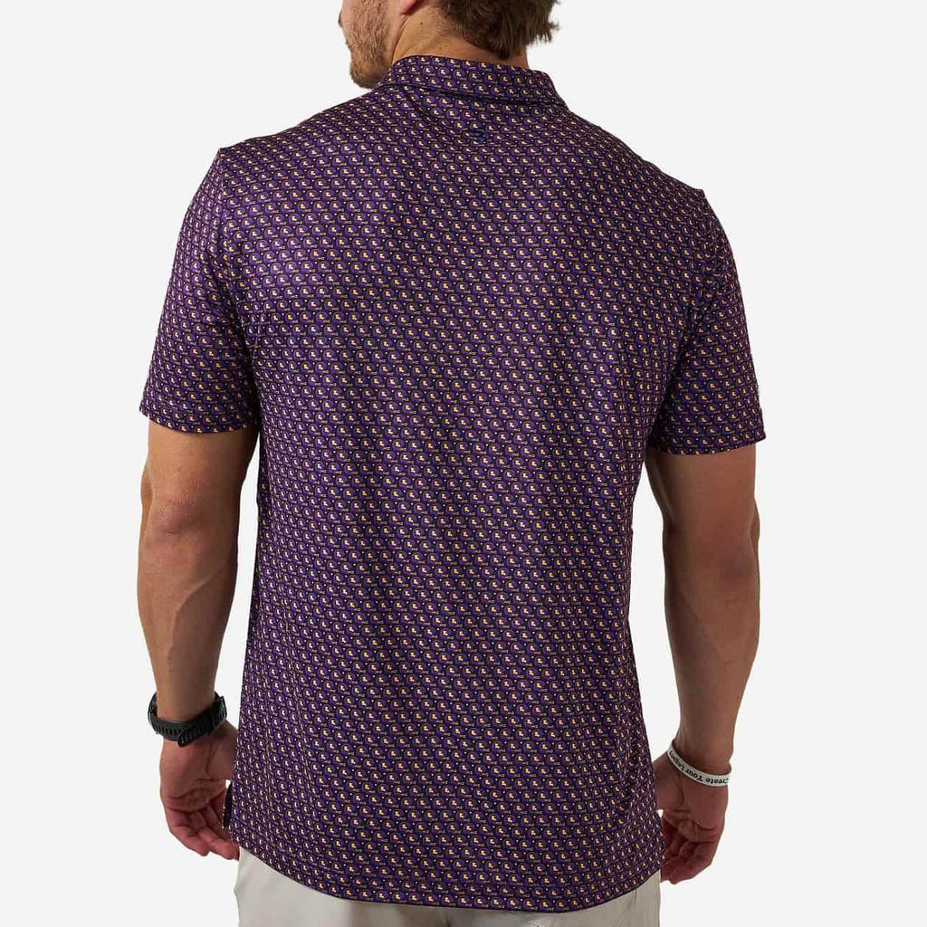 Performance Polo - Vintage Helmets - Purple and Yellow