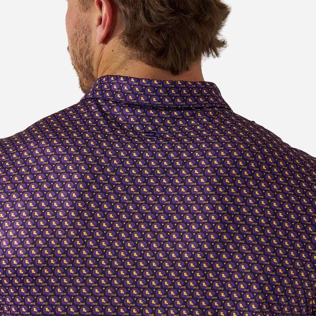 Performance Polo - Vintage Helmets - Purple and Yellow