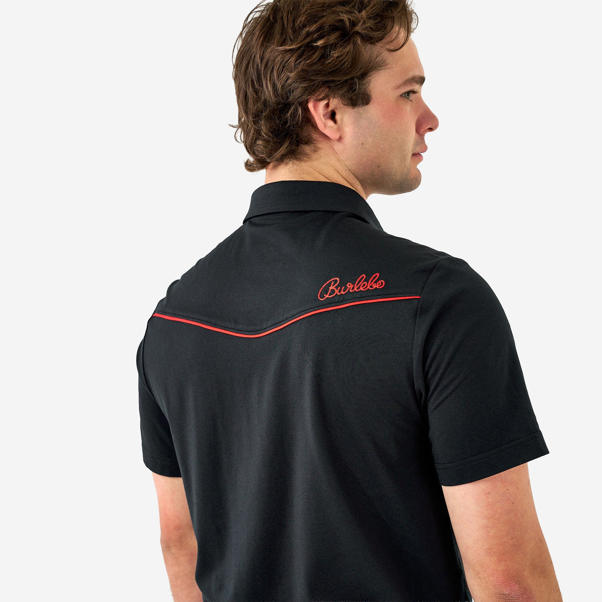 Pearl Snap Performance Polo - Black And Red