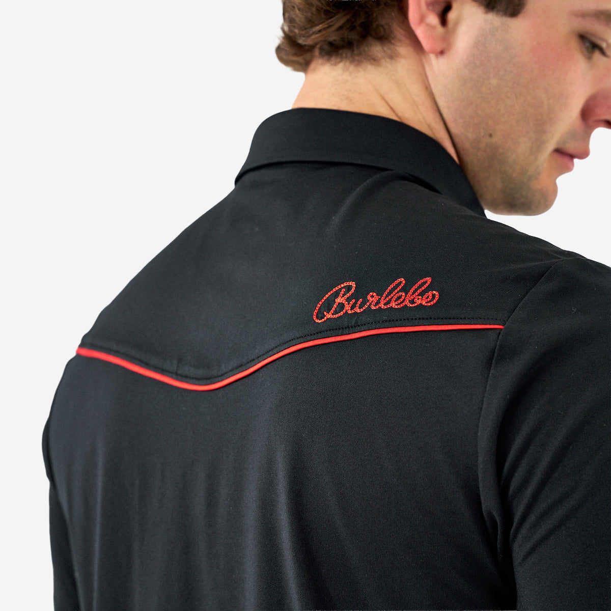 Pearl Snap Performance Polo - Black And Red