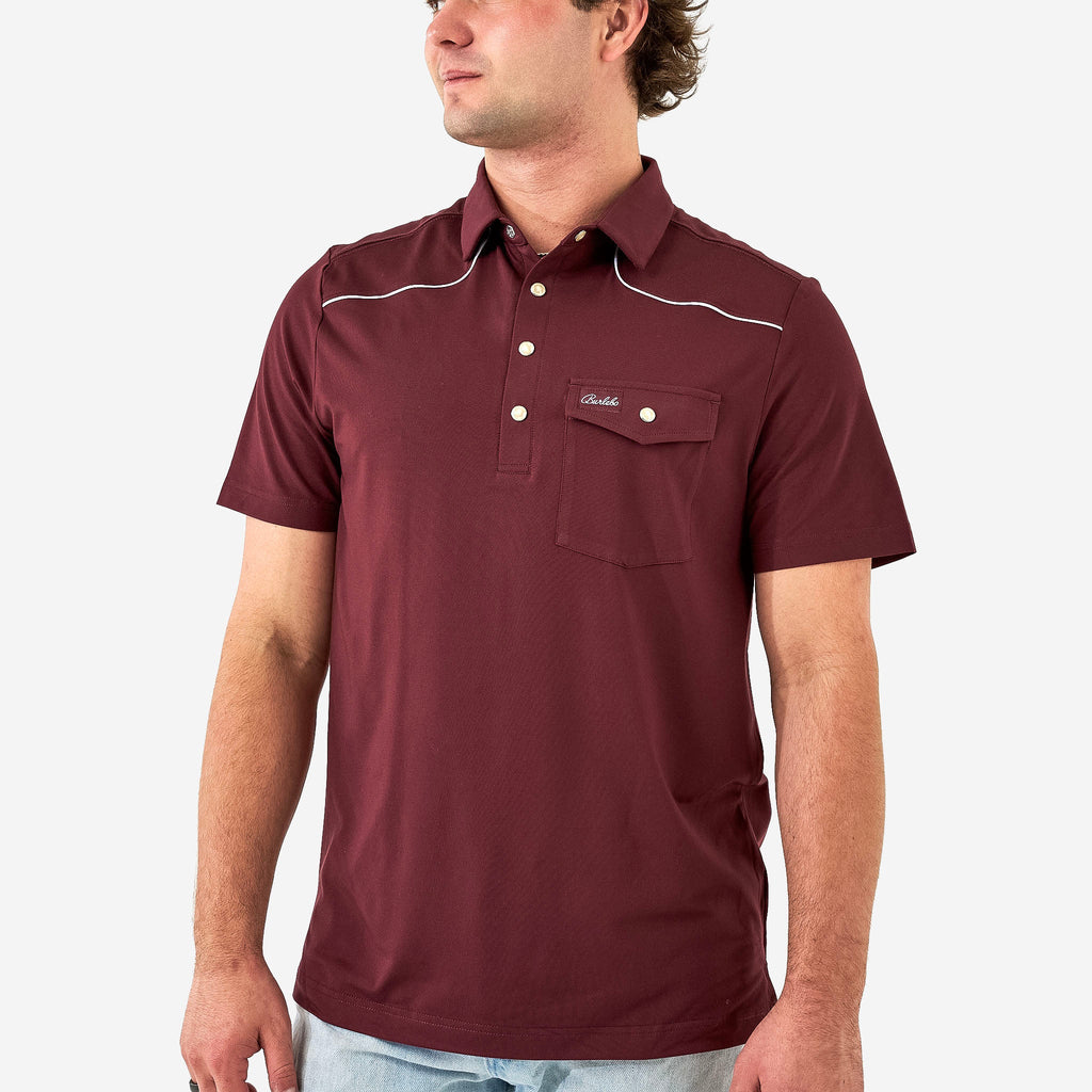 Pearl Snap Performance Polo - Maroon