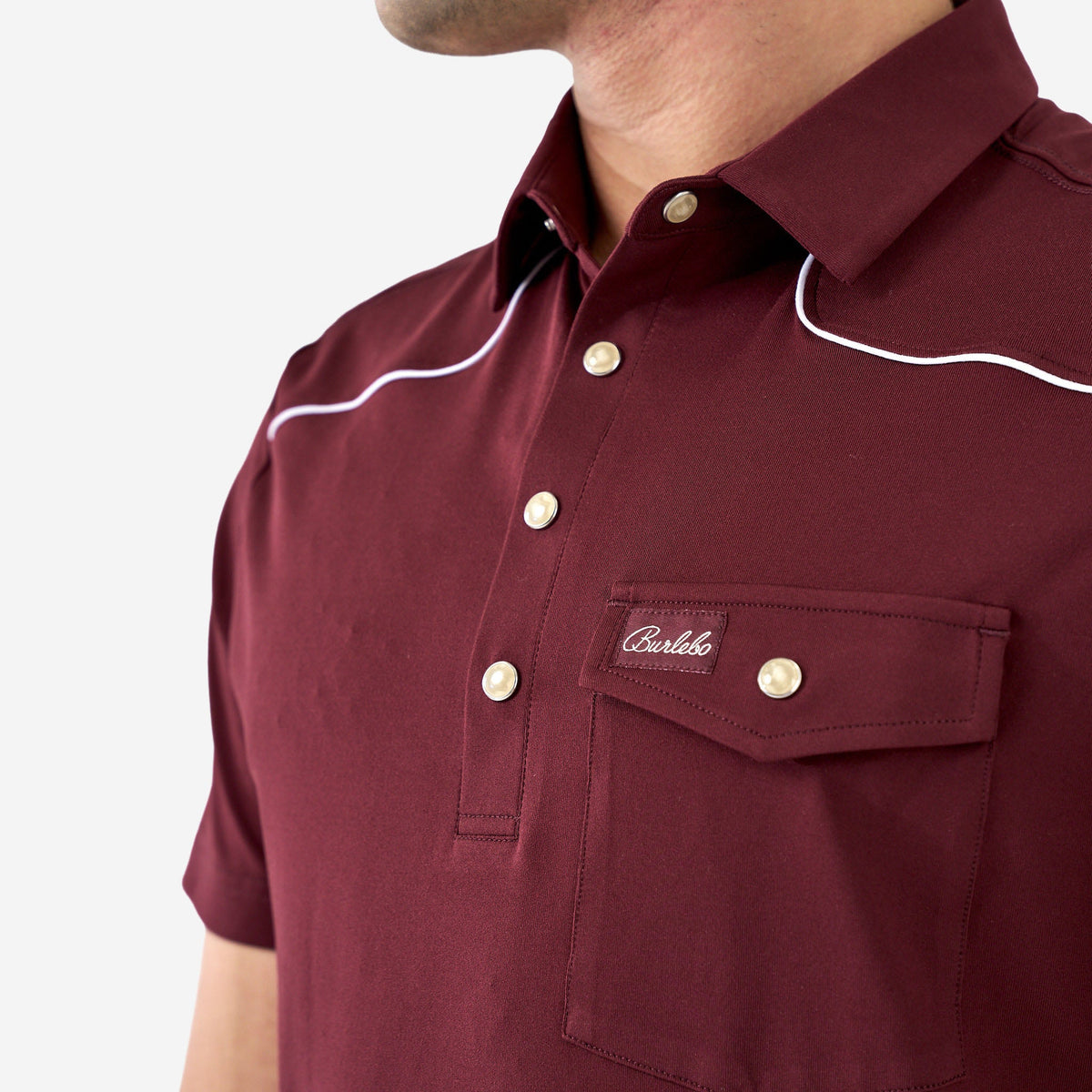 Pearl Snap Performance Polo - Maroon