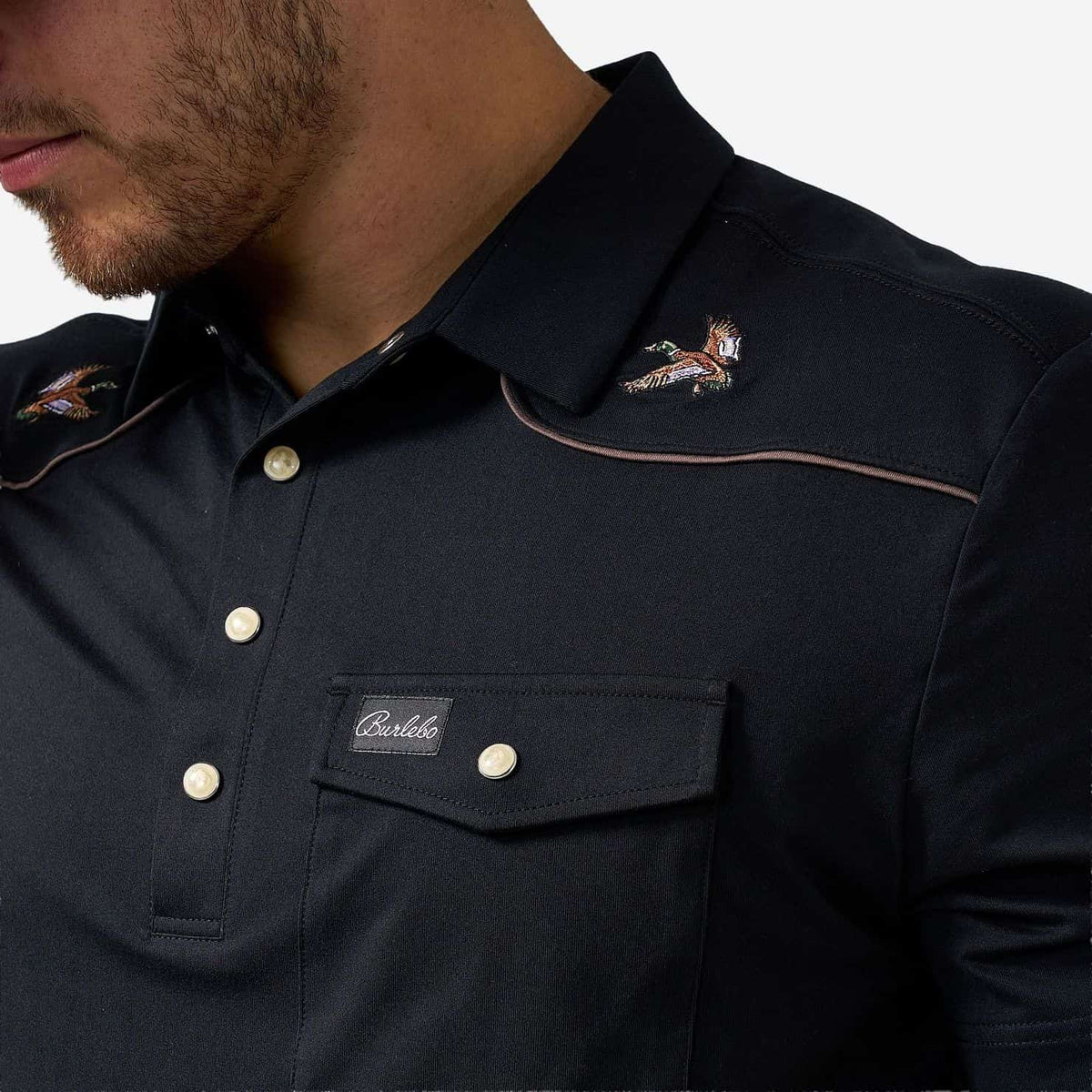 Pearl Snap Performance Polo - Mallards - Black