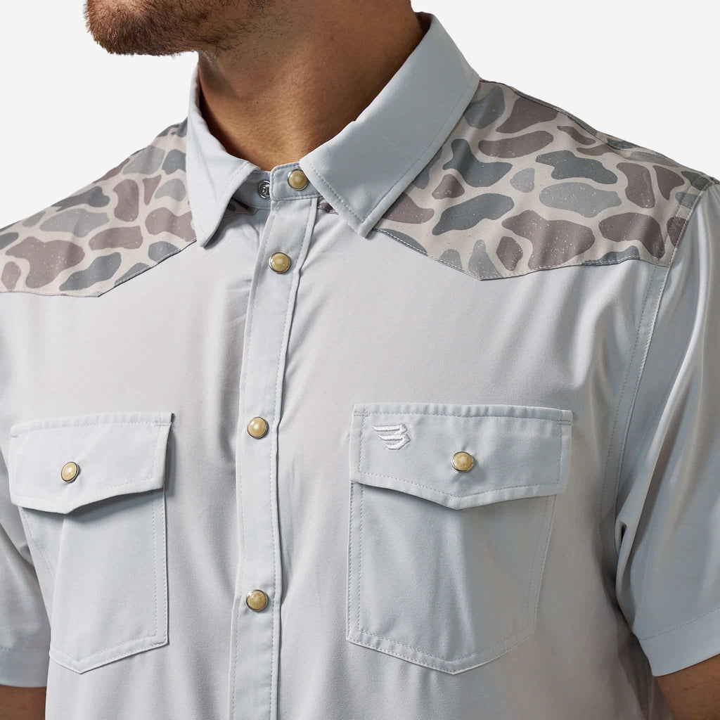 Performance Western Shirt - Bird SZN - Light Grey & Classic Deer Camo