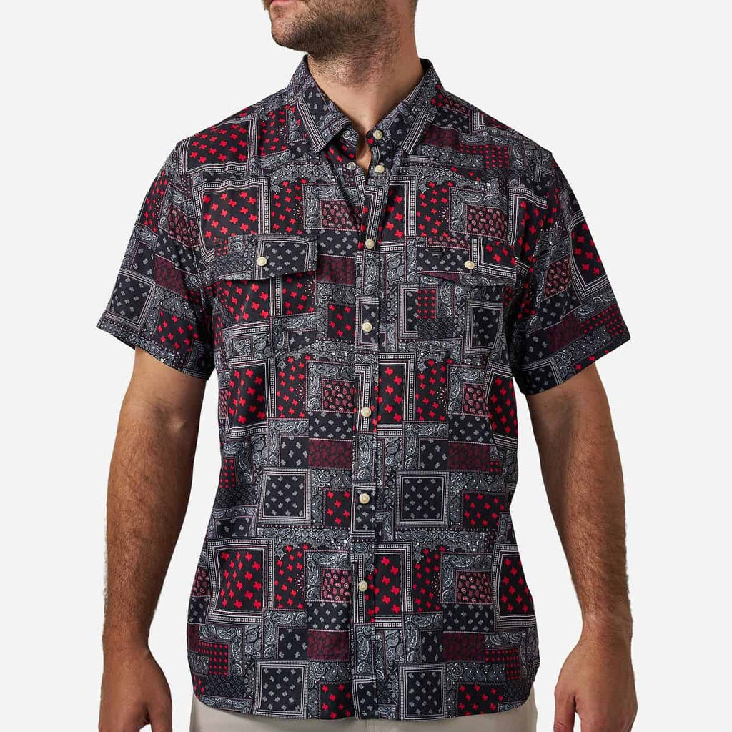 Performance Western Shirt - Texas Paisley - Black and Red